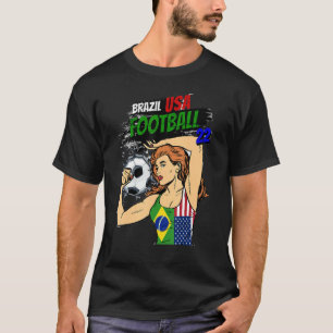 Camisa da bola de futebol mulheres Brasil bandeira