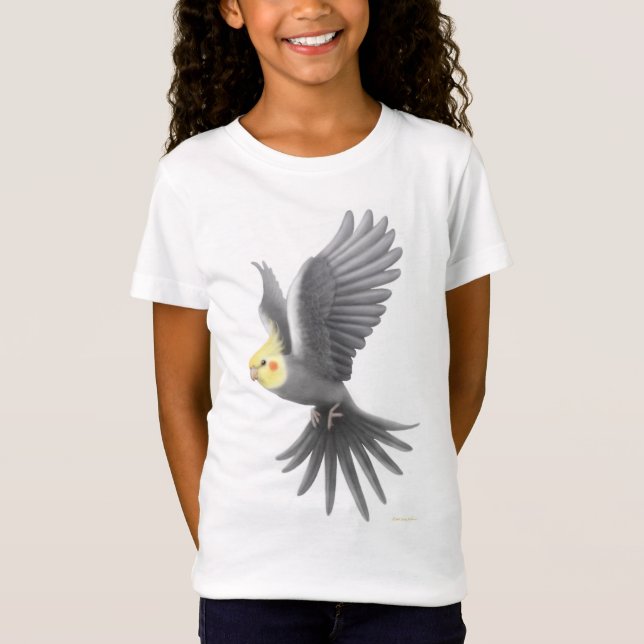 Camisa da boneca das meninas do Cockatiel do vôo (Frente)