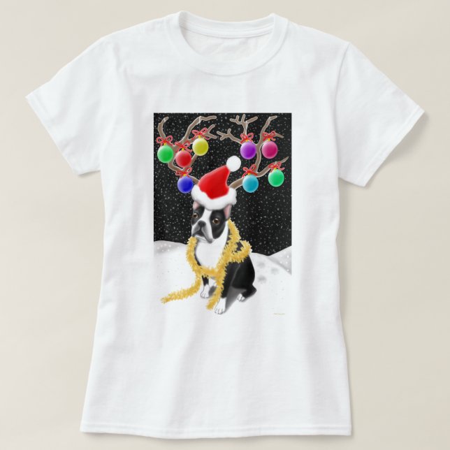 Camisa da boneca das senhoras do Natal de Boston (Frente do Design)