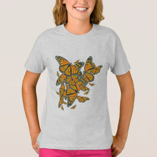 Camisa da borboleta de monarca da menina -