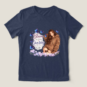 Camisa da Borboleta Menina Florescer à Sua Maneira