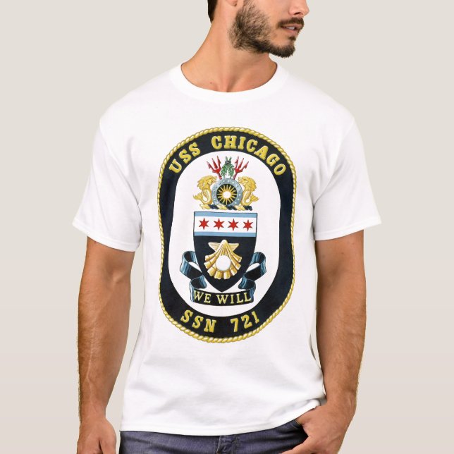 Camisa da brasão t de USS Chicago (Frente)