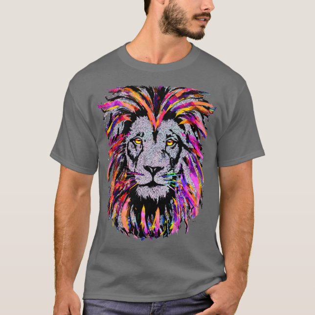Camisa da Cabeça de Leão - Camisetas de Cara de Le (Frente)