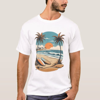 Camisa da cena da praia