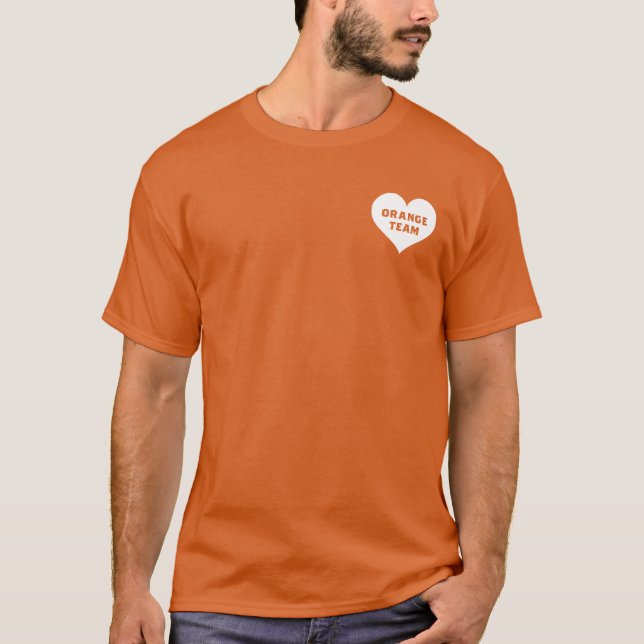 Camisa da Equipe Laranja da Guerra Cor (Frente)