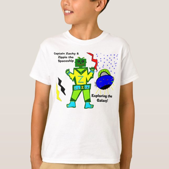 Camisa da Espaçonave do Robô Verde Capitão Zacky Z (Frente)