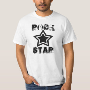 Camisa da estrela do rock, preto e branco