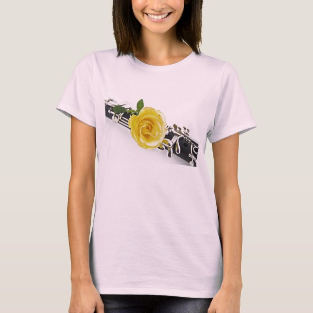 Camisa da flor do rosa amarelo do clarinete (Frente)