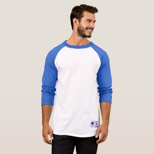 Camiseta masculina mangas raglan 3/4 Champion, Branco/Team Blue