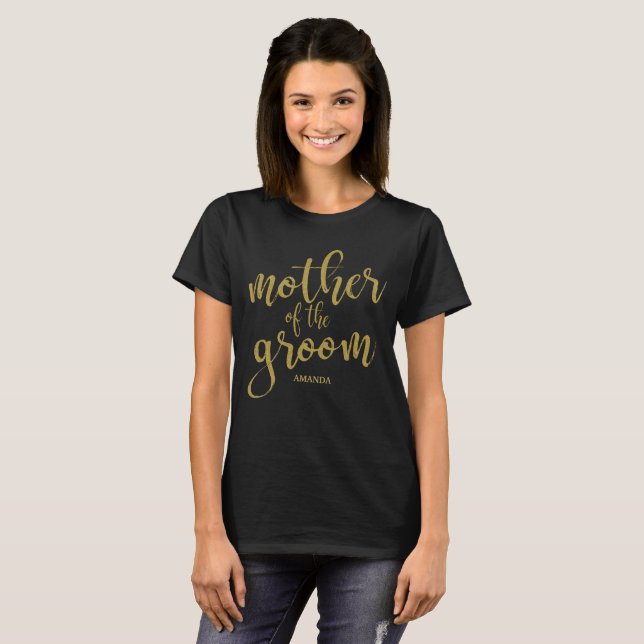 Camisa da Mãe do Noivo Brilho Dourado para Chá de  (Frente Completa)