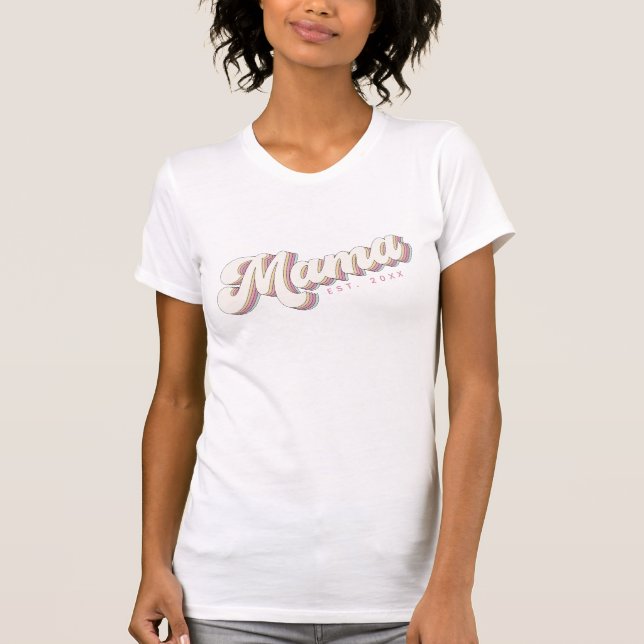 Camisa da Mãe Personalizada Teia Arco-Íris Pastel (Frente)
