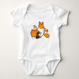Camisa da mamã do Corgi e do bebê dos filhotes de