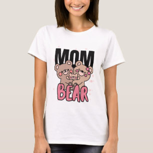 Camisa da Mamãe Urso Design Gráfico Fofo