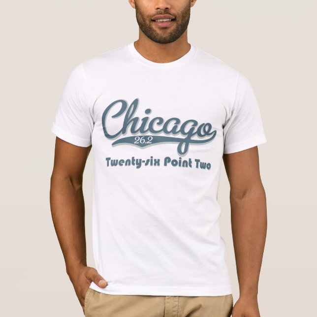 Camisa da maratona T do azul de Chicago 26,2 (Frente)