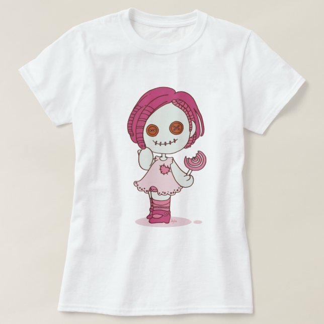 camisa da menina do zombi do popsicle da abóbora (Frente do Design)