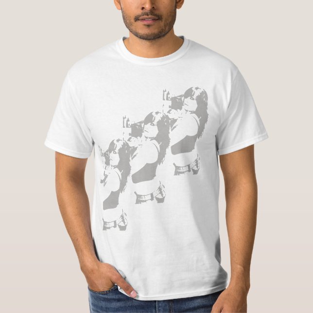 Camisa da menina T do elefante branco três (Frente)