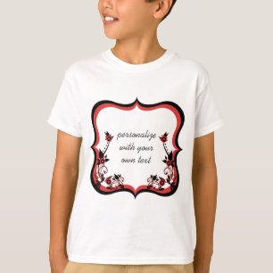 Camisa da moça de quadro floral, vermelha