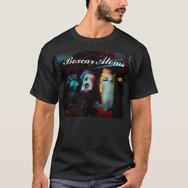 Camisa da mostra do preto dos átomos do vagão (Frente)