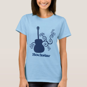 Camisa da Mulher-guitarra-Rockstar, Azul-Real