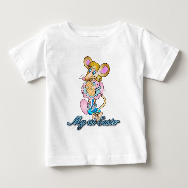 Camisa da páscoa T do bebê primeira com o rato (Frente)