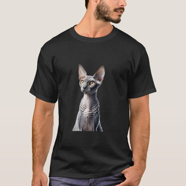 Camisa da Raça de Gato Cornish Rex - Felino Único  (Frente)