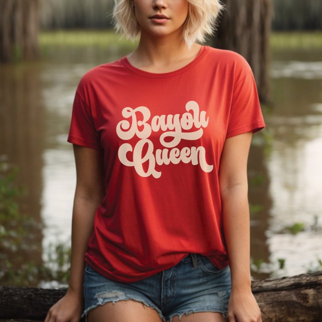 Camisa da Rainha Bayou Retro Louisiana Cajun (Criador carregado)