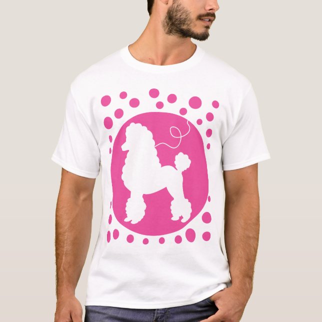 Camisa da saia da caniche com bolinhas cor-de-rosa (Frente)