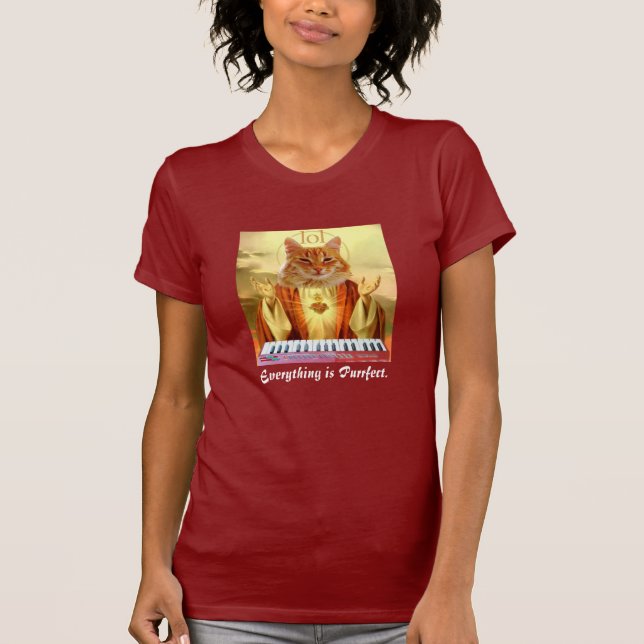 camisa da senhora da igreja do gato do teclado (Frente)