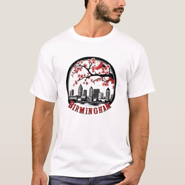 Camisa da Silhueta da Cidade de Birmingham Alabama (Frente)