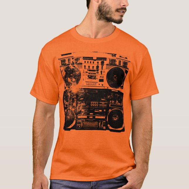 Camisa da tintura do laço de Boombox da velha (Frente)