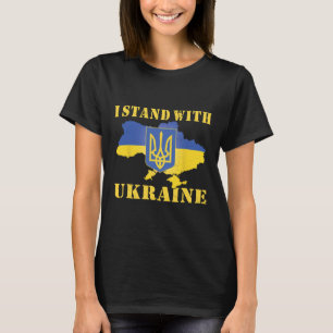 Camisa da Ucrânia Bandeira Ucraniana Mapa Eu Apoio