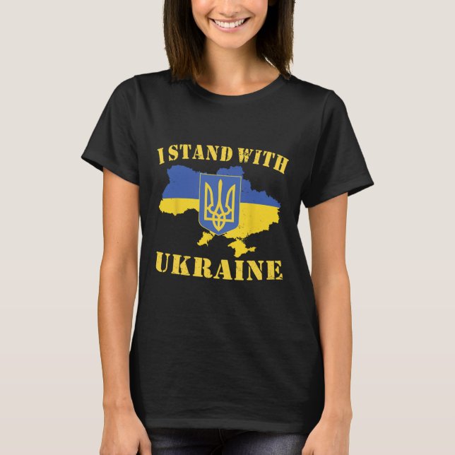 Camisa da Ucrânia Eu Apoio a Ucrânia Bandeira Ucra (Frente)