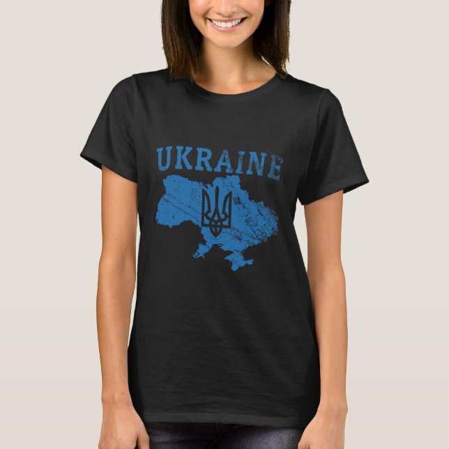 Camisa da Ucrânia Zelensky Ucraniano Tryzub Patrió (Frente)