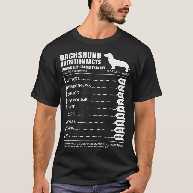 Camisa Dachshund T - Camisa De Fatos Nutricionais  (Frente)