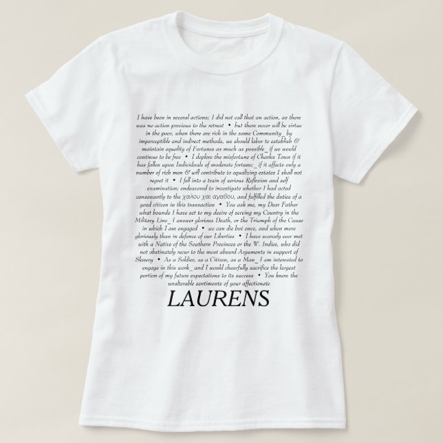 Camisa das cotações de John Laurens (Frente do Design)