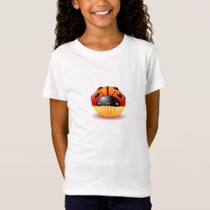 Camisa das meninas do cupcake do joaninha
