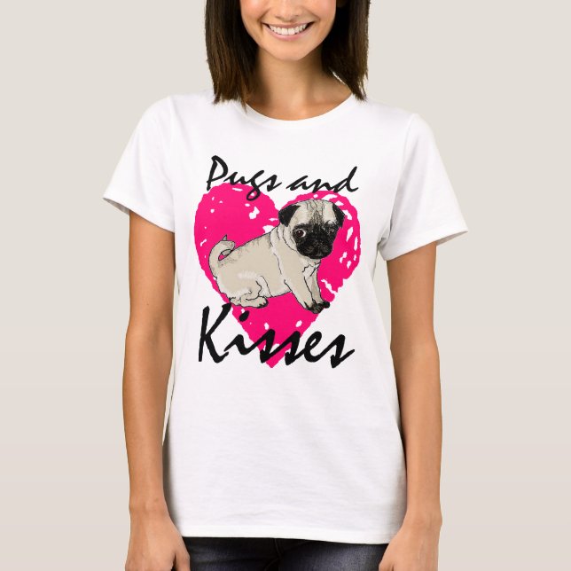 Camisa das senhoras dos Pugs e dos beijos (Frente)