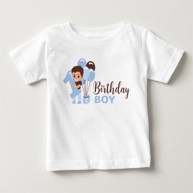 Camisa de 1º Aniversário de Menino com Balões (Frente)