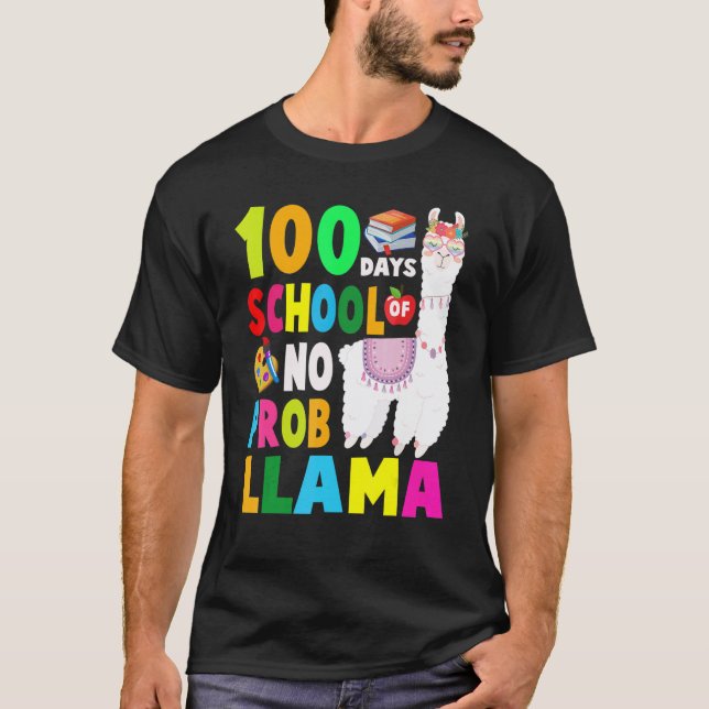 Camisa de 100 Dias de Escola Sem Probllama Llama 1 (Frente)
