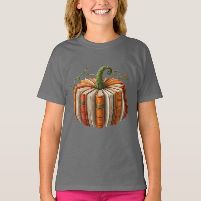 Camisa De Abóbora De Bookas Do Halloween - Leitura (Frente)
