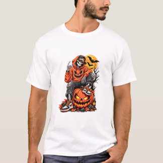 camisa de abóbora de halloween de esqueleto