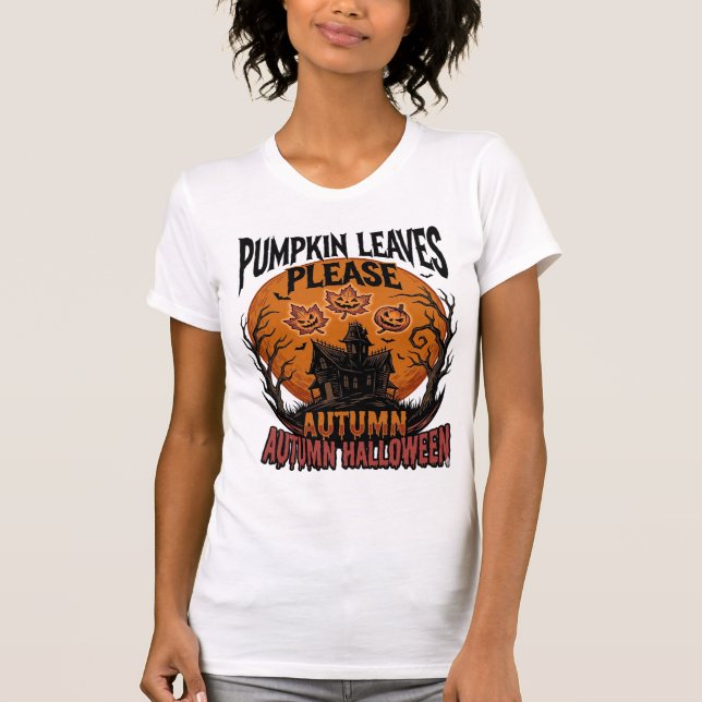 Camisa de Abóbora de Outono Com Folhas de Outono A (Frente)