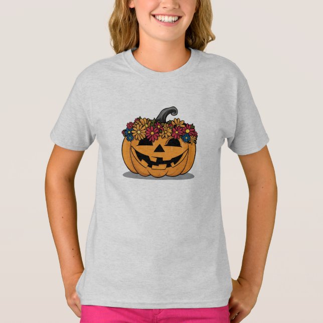Camisa de Abóbora do Dia das Bruxas para Crianças (Frente)