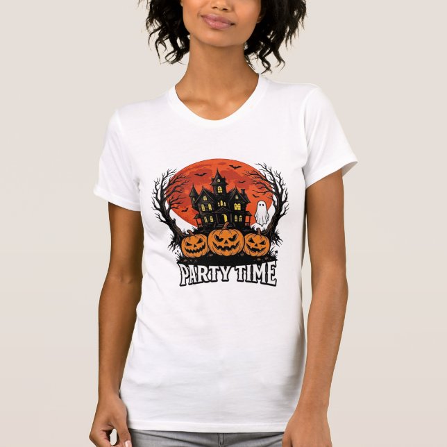 Camisa de Abóbora Fantasma da Festa de Halloween V (Frente)