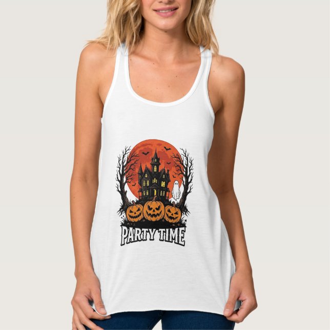 Camisa de Abóbora Fantasma da Festa de Halloween V (Frente)