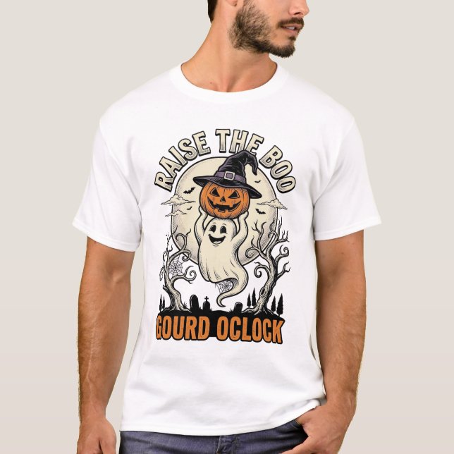 Camisa de Abóbora Fantasma Gravura de Halloween Vi (Frente)