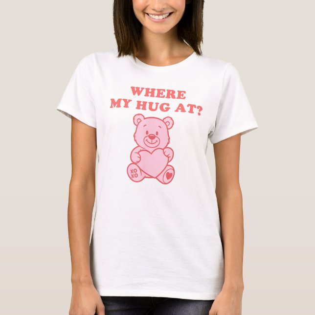 Camisa de Abraço do Ursinho de Pelúcia Pêssego – E (Frente)