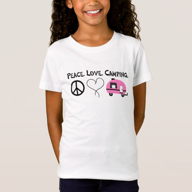 Camisa de acampamento do amor da paz para meninas (Frente)
