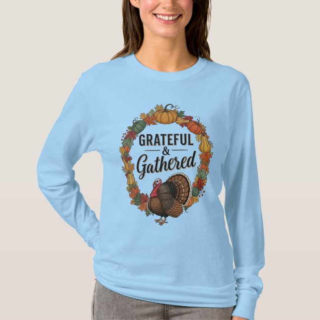 Camisa de Ação de Graças Grata e Reunida (Frente)