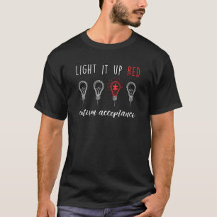Camisa de Aceitação do Autismo Ilumine de Vermelho